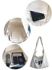 Oversized Hobo Bag Letter Print, Handbag Schoolbag Sling Bag Sport Bag For High School University Student For Travel College College Bag Summer Dad Freshman Bag Crossbody Bag Shoulder Bag Side Bag Students Multiple Gym Bag Hiking Large Capacity Casual Vacation Chest Bag Leather Bag Hip Bag Gifts Bag Sling Bags Back To School White Bag Pack Cross Body Bag Spring School Supplies Fashion Men's Bags Bag For School College School Bag