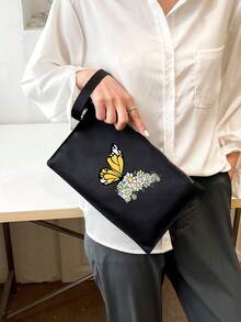 蝴蝶樣式方包拉鍊 - 黑色 - 查看 2