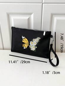 蝴蝶樣式方包拉鍊 - 黑色 - 查看 4