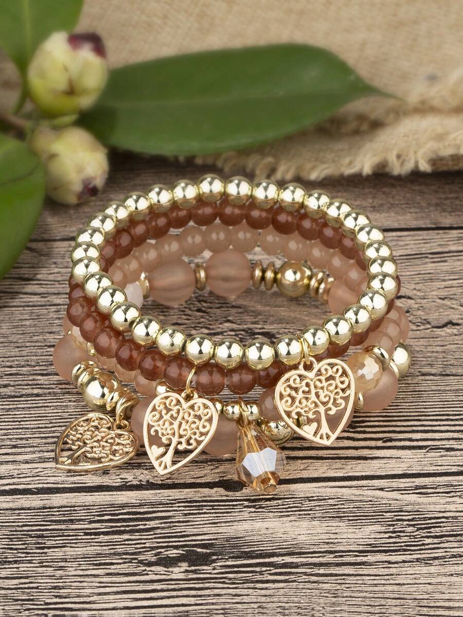 4 Cái/bộ Thời Trang Trái Tim Trang Trí Vòng Tay Đính Hạt Trang Trí Hàng Ngày Cho Nữ - Nhiều màu - Xem 1