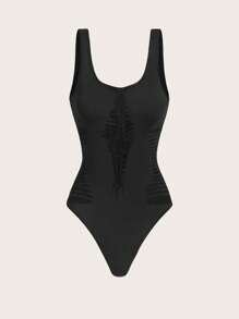SHEIN ICON Cut Out Bodysuit - Black - View 8