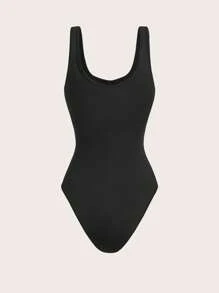 SHEIN ICON Cut Out Bodysuit - Black - View 9