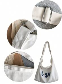 Oversized Hobo Bag Letter Print, Handbag Schoolbag Sling Bag Sport Bag For High School University Student For Travel College College Bag Summer Dad Freshman Bag Crossbody Bag Shoulder Bag Side Bag Students Multiple Gym Bag Hiking Large Capacity Casual Vacation Chest Bag Leather Bag Hip Bag Gifts Bag Sling Bags Back To School White Bag Pack Cross Body Bag Spring School Supplies Fashion Men's Bags Bag For School College School Bag