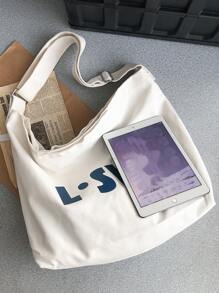 Oversized Hobo Bag Letter Print, Handbag Schoolbag Sling Bag Sport Bag For High School University Student For Travel College College Bag Summer Dad Freshman Bag Crossbody Bag Shoulder Bag Side Bag Students Multiple Gym Bag Hiking Large Capacity Casual Vacation Chest Bag Leather Bag Hip Bag Gifts Bag Sling Bags Back To School White Bag Pack Cross Body Bag Spring School Supplies Fashion Men's Bags Bag For School College School Bag