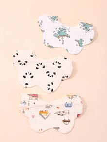 3 chiếc Yếm hoạt hình bé trai họa tiết khủng long & gấu trúc dễ thương cho cuộc sống hàng ngày - Nhiều màu - Xem 2