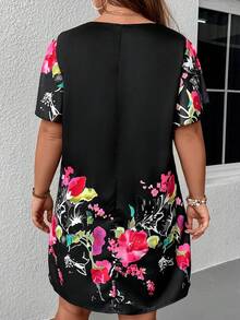 SHEIN LUNE Đầm Plus Size Hoa Boho - màu đen - Xem 2