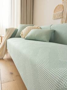 1pc Chevron Design Sofa Towel, Minimalist Polyester Anti-slip Sofa Cover Blanket For Living Room