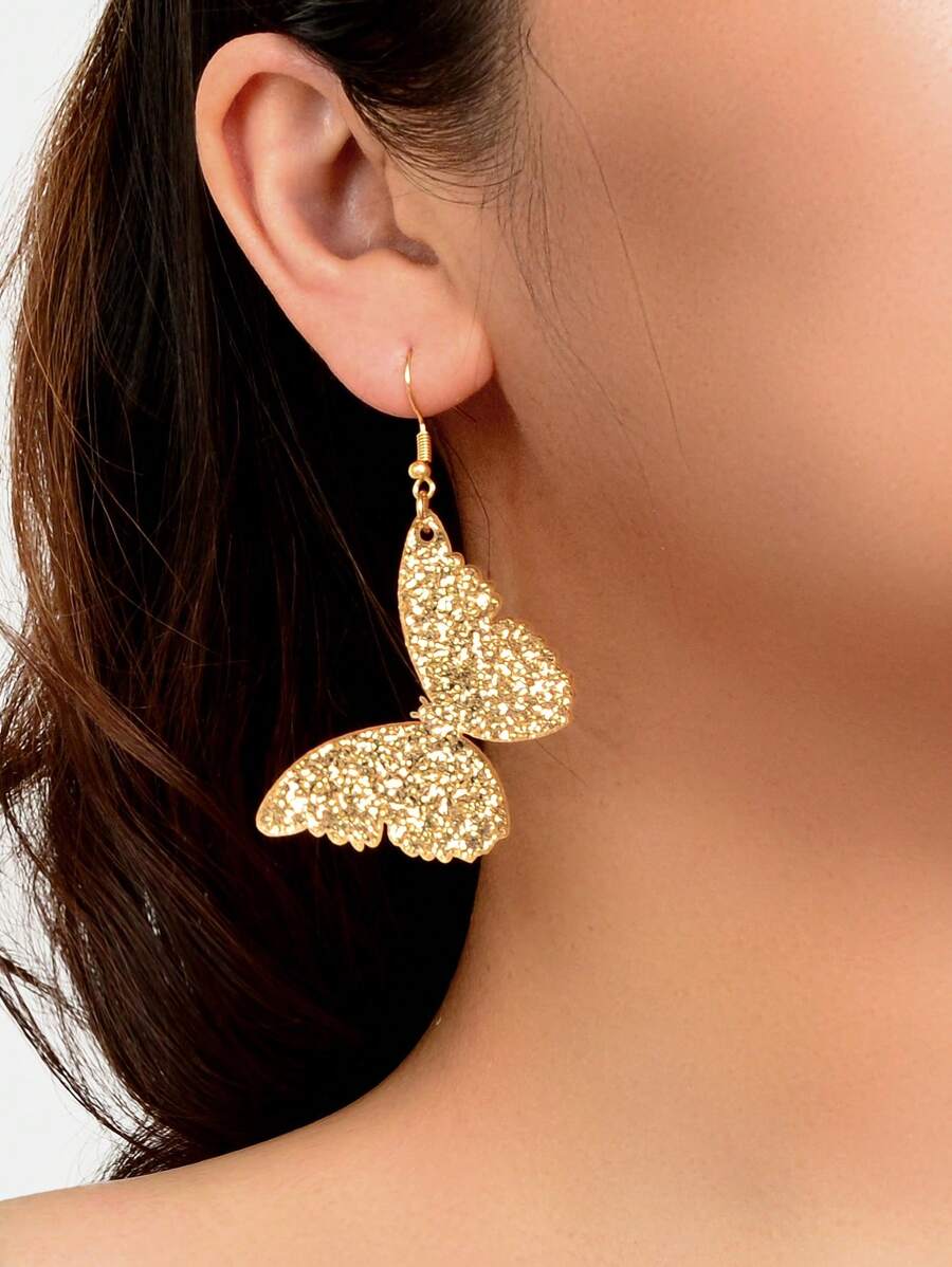 1 đôi bông tai hình con bướm thời trang dành cho nữ cho kỳ nghỉ - Vàng - Xem 1