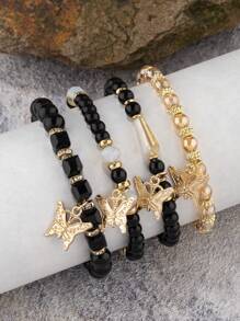 4pcs Butterfly Pendant Bracelet Jewelry Combination