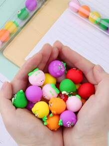 6 piezas Borrador fruta de dibujos animados mini creativo portátil para casa oficina - Multicolor - Ver 1