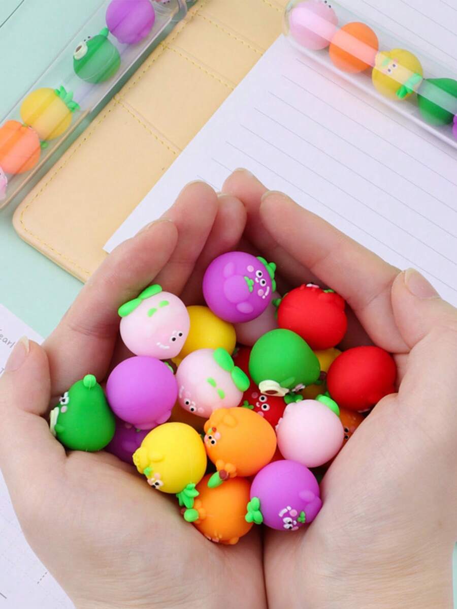 6 piezas Borrador fruta de dibujos animados mini creativo portátil para casa oficina - Multicolor - Ver 1