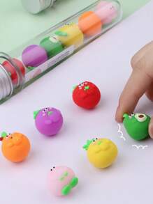 6 piezas Borrador fruta de dibujos animados mini creativo portátil para casa oficina - Multicolor - Ver 3