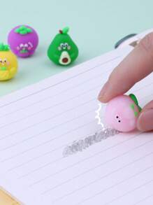 6 piezas Borrador fruta de dibujos animados mini creativo portátil para casa oficina - Multicolor - Ver 4