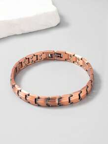 1 vòng đeo tay từ tính tối giản thời trang dành cho nam giới để trang trí hàng ngày bằng đồng - Hoa hồng vàng - Xem 4