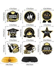 9pcs Graduation Party Design Decoration Craft - Gold - View 3