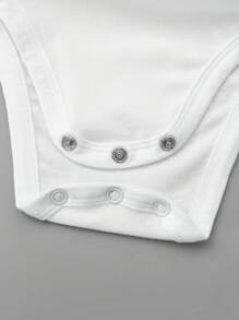 SHEIN Baby Girl Casual Ribbed Knit High Stretch Solid Color Bodysuit With Spaghetti Straps - White - View 5