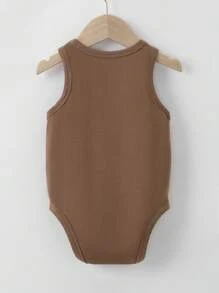 SHEIN Body Con Tirantes Sólidos Para Bebé Niña - Café integral - Ver 2