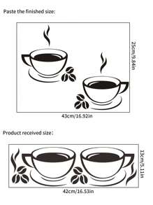 1pc Cangkir Kopi Cetak Stiker Dinding Modern Stiker Dinding PVC Untuk Rumah - Hitam - View 4