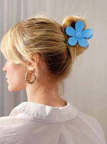 1 pieza Pinza para el cabello con diseño de flor, pinza de flor con forma de copo de nieve y pirañas, accesorio para el cabello para el Día de San Valentín, pinza para el cabello, accesorio para el cabello, accesorio para el cabello para mujer, accesorio para el cabello para la escuela, la universidad, el otoño, el invierno y las vacaciones - Azul - Ver 3
