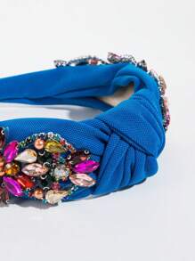 1入組女性方晶鋯石和結飾魅力四射髮箍適用於頭髮裝飾用品 - 藍色 - 查看 3