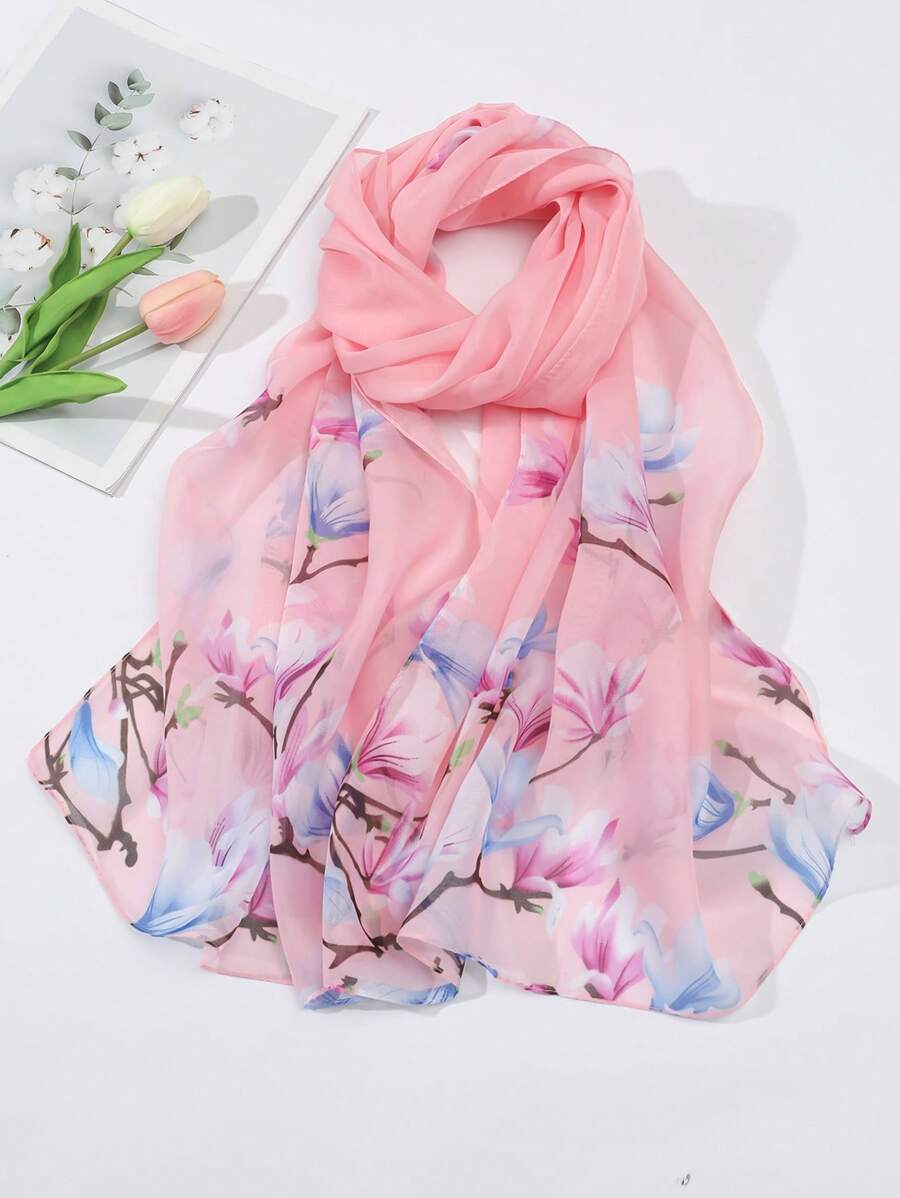 1pc Women Fashionable Thin Printed Scarf/Headscarf, Suitable For Daily Wear - Multicolor - View 1