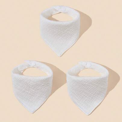 3入組嬰兒素色休閒圍兜適用於日常