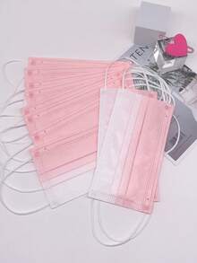 10入組女款漸層粉紅色無紡布一次性口罩,非醫用口罩 - 粉色 - 查看 5