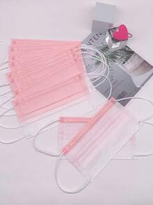 10入組女款漸層粉紅色無紡布一次性口罩,非醫用口罩 - 粉色 - 查看 6