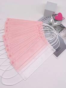 10入組女款漸層粉紅色無紡布一次性口罩,非醫用口罩 - 粉色 - 查看 7