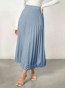 BizChic Chất rắn Viền xếp Váy Trang phục làm việc - Màu xanh bụi bặm - Xem 6