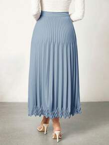 BizChic Chất rắn Viền xếp Váy Trang phục làm việc - Màu xanh bụi bặm - Xem 2