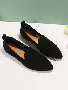 女士極簡尖頭優雅黑色樂福鞋 - 黑色 - 查看 1