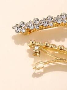 3pcs Women's Fashionable Versatile Crystal & Faux Pearl Decor Spring Clip Hair Accessories, Looks Of Party