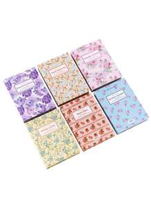 6入組花卉圖案材料紙復古多用途裝飾牛皮紙用於DIY工藝、裝飾、手帳