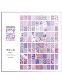 6入組花卉圖案材料紙復古多用途裝飾牛皮紙用於DIY工藝、裝飾、手帳