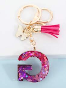 1 Phụ Nữ Chữ & Tua Rua Charm Móc Khóa Thời Trang Trang Trí Chìa Khóa - Nhiều màu - Xem 2