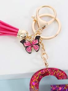 1 Phụ Nữ Chữ & Tua Rua Charm Móc Khóa Thời Trang Trang Trí Chìa Khóa - Nhiều màu - Xem 3