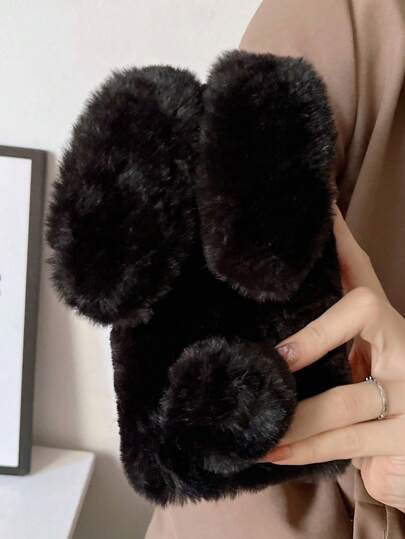 Apple Cute Phone Case Rabbit Ear Decor Plush PC Phone Case Kawaii Waterproof Shockproof Anti-Fall Scratch Resistant