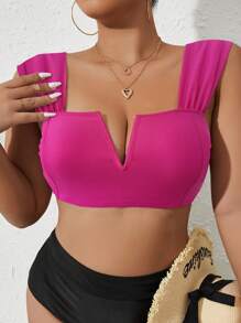 Plus V-bar Bikini Top - Hot Pink - View 1
