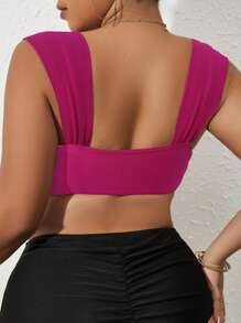 Plus V-bar Bikini Top - Hot Pink - View 2