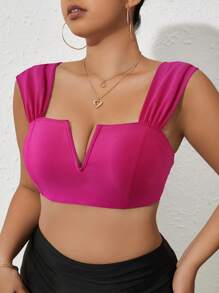 Plus V-bar Bikini Top - Hot Pink - View 3