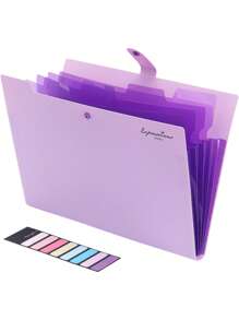 1pc Tree Pattern Expanding File Folder, Simple Multi-Layer Accordion Folder For Office, School File Storage Back To School, School Supplies - Mauve Purple - View 2