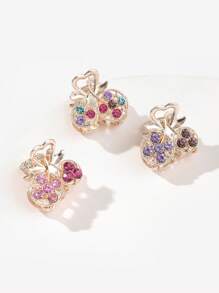3 cái Phụ nữ Rhinestone Cherry Thiết kế Vuốt tóc quyến rũ để trang trí tóc - Nhiều màu - Xem 3