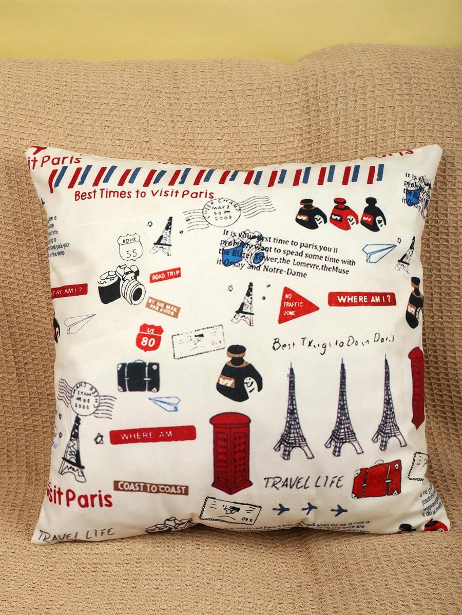 1 Gói Paris Hoa Văn Hỗn Hợp Đệm Có Không Lấp Đầy Trắng Mềm Mại Co Giãn Nhà Ném Vỏ Gối - trắng - Xem 1