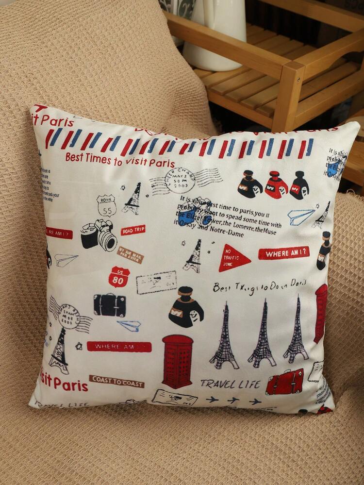 1 Gói Paris Hoa Văn Hỗn Hợp Đệm Có Không Lấp Đầy Trắng Mềm Mại Co Giãn Nhà Ném Vỏ Gối - trắng - Xem 3