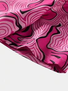 ROMWE MEN Street Life Men Allover Print Button Up Y2k Shirt - Pink - View 3