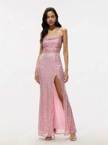Split Thigh Sequin Cami Dress
