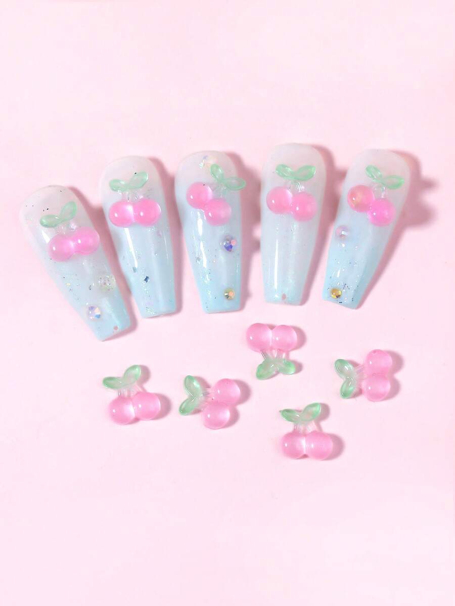 10 件樱桃形美甲装饰 - 彩色 - 查看 1