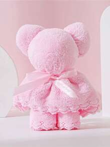 1 件粉色手巾，可爱纤维熊图案毛巾，适用于派对洗碗布厨房毛巾 - 粉色 - 查看 1