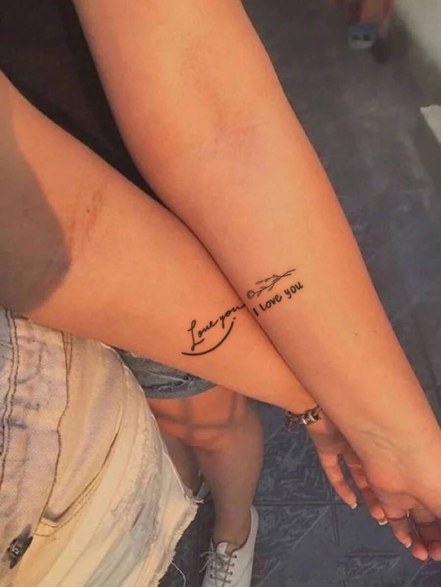 1 hoja Pegatina tatuaje con estampado de letra - Negro - Ver 1